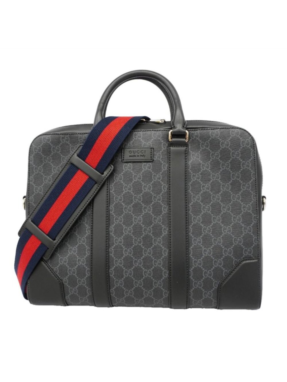 Gucci Business Bag GG Supreme Black Gray Silver 2-Way Bag
